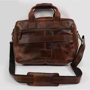 Sam's Buffalo Leather Briefcase Messenger Bag Brown Laptop Shoulder Strap Travel
